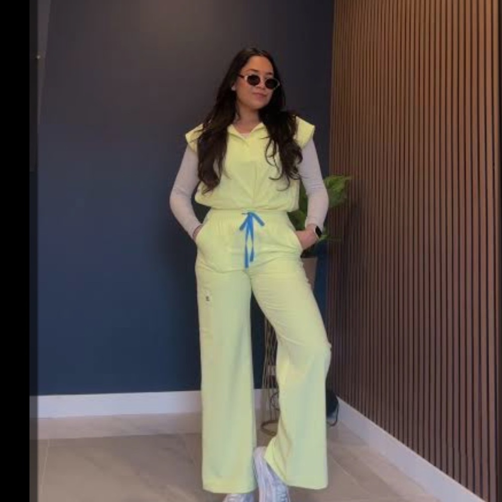 LIMITED EDITION FIGS Sunlight Butter Yellow Wide Leg Isabel Scrub Pants